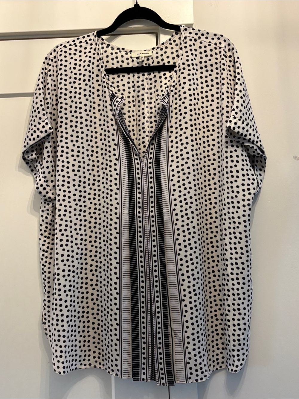 Max Studio Black & White Polka Dot Long Sleeve Dress
